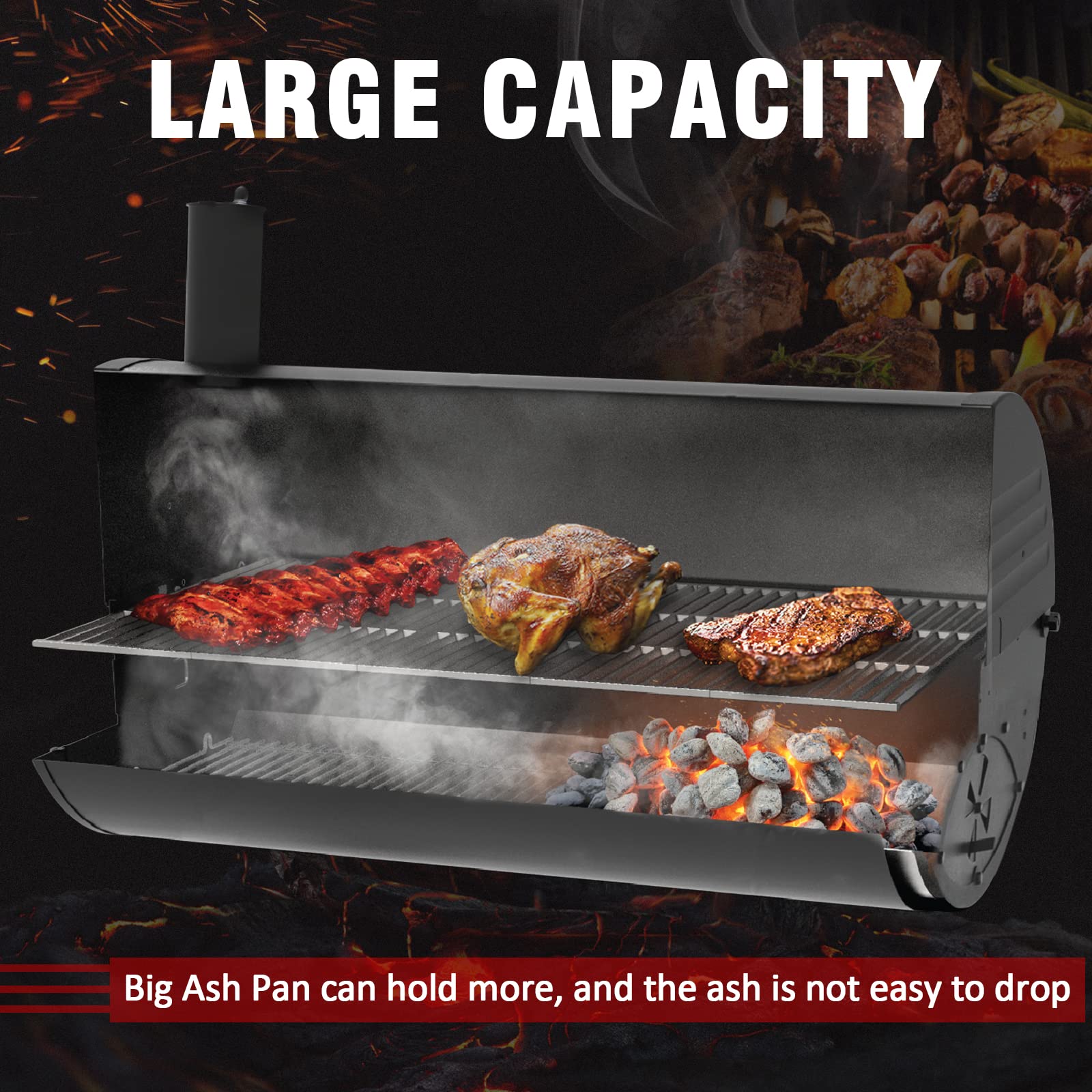 Adviace ash pan installed inside Char-Griller showing correct fit and restored ventilation benefit