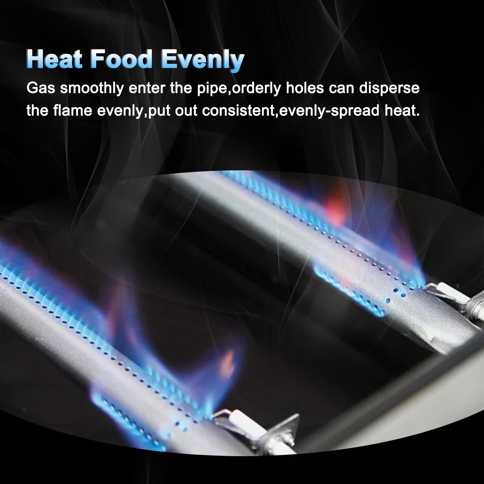Adviace new burner installed in Cuisinart grill demonstrating restored flame pattern