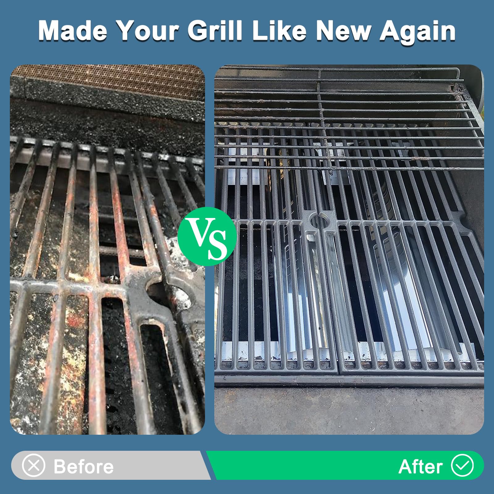 Adviace grates installed in a Brinkmann grill, demonstrates easy drop-in replacement