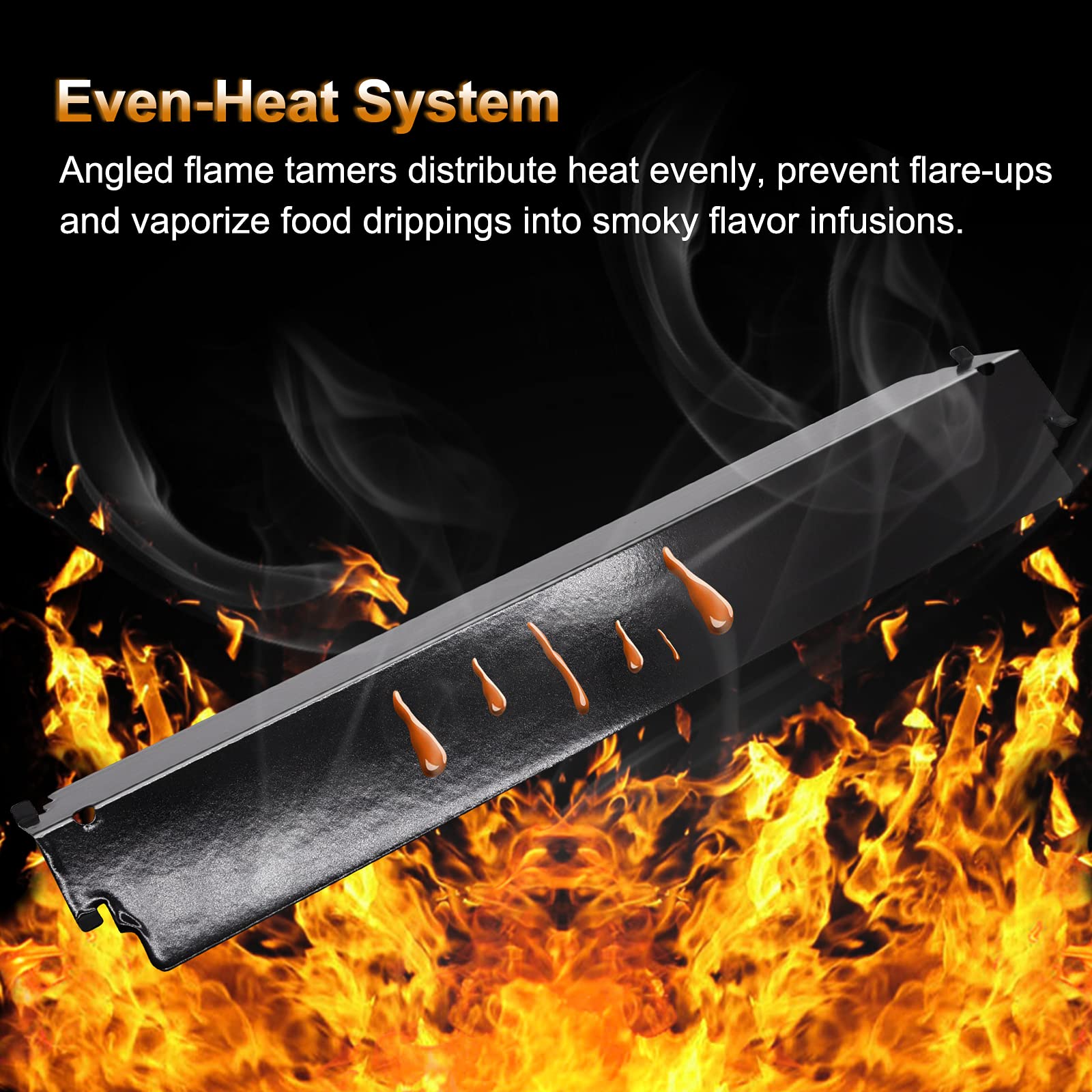 Adviace kit installed on Char-Broil grill illustrating restored even heat distribution