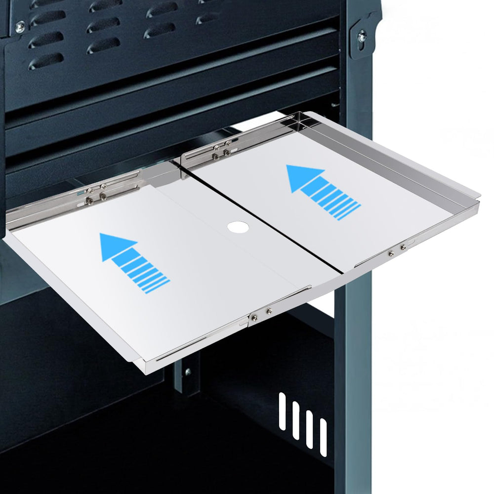 Adviace packaged parts display includes grates heat tents and drip pan
