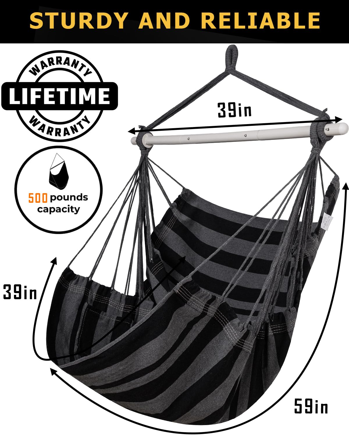 ADVOKAIR hammock chair hung from a tree in garden, portable outdoor relaxation benefit