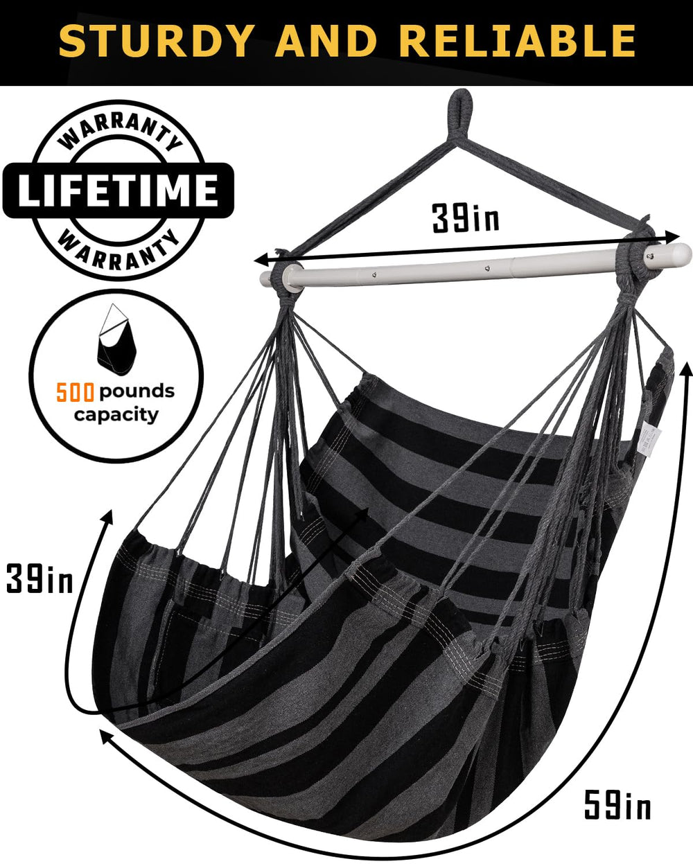 ADVOKAIR hammock chair hung from a tree in garden, portable outdoor relaxation benefit