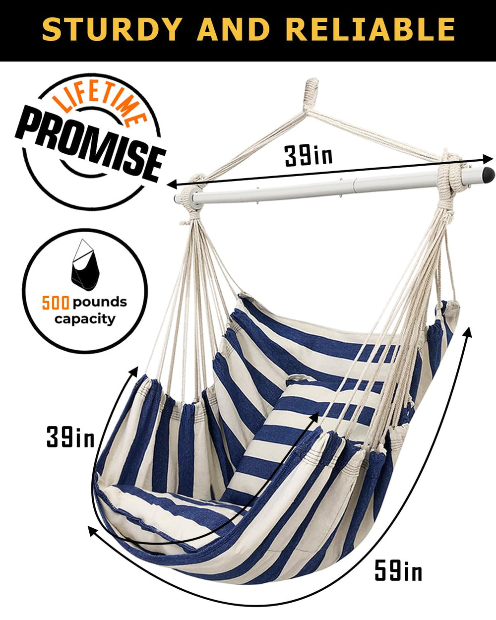 ADVOKAIR hammock chair in garden showing durable outdoor use and relaxing atmosphere