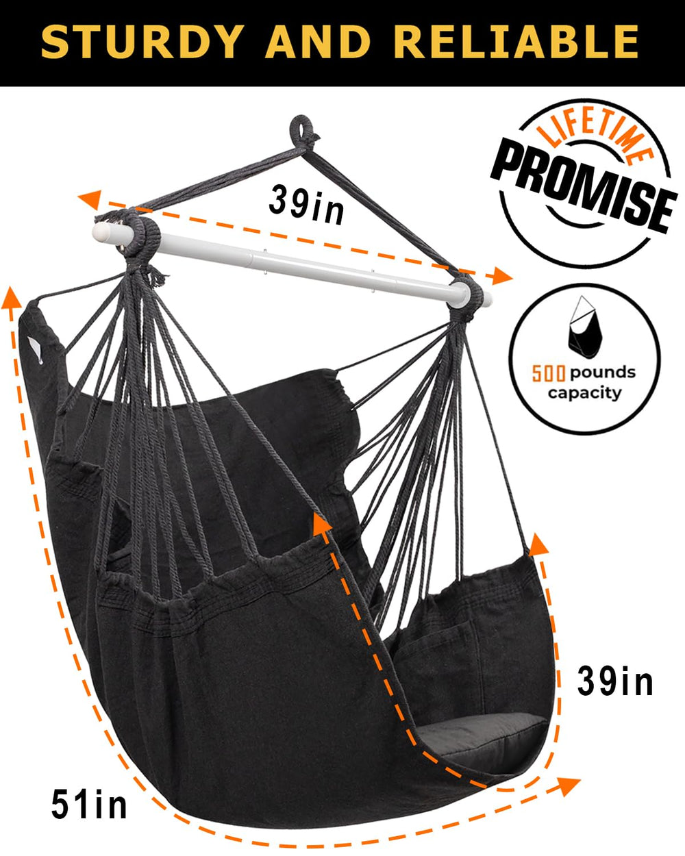 ADVOKAIR hammock chair installed on porch showing relaxed outdoor living benefit