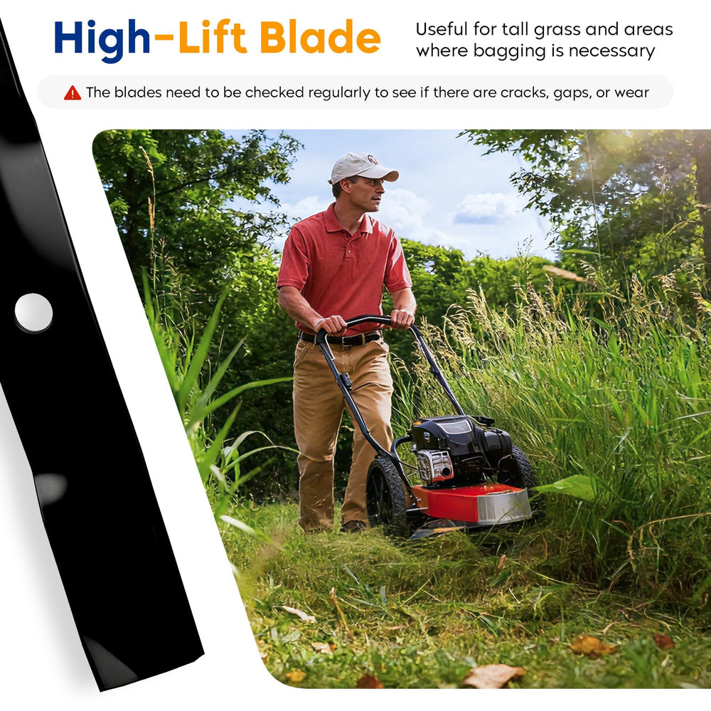 Aeagle blade cutting tall grass illustrating strong suction and bagging
