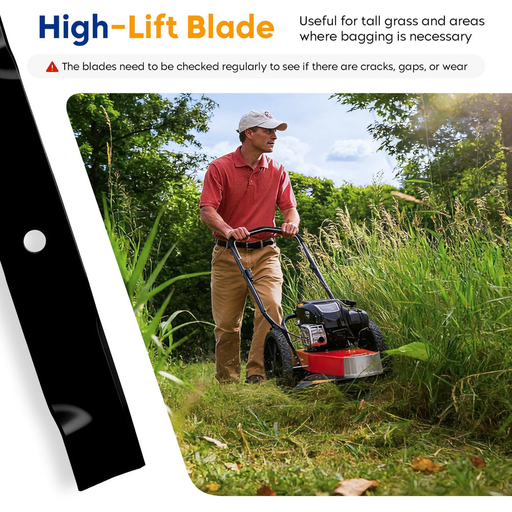 Aeagle blade cutting grass in use for cleaner bagging performance