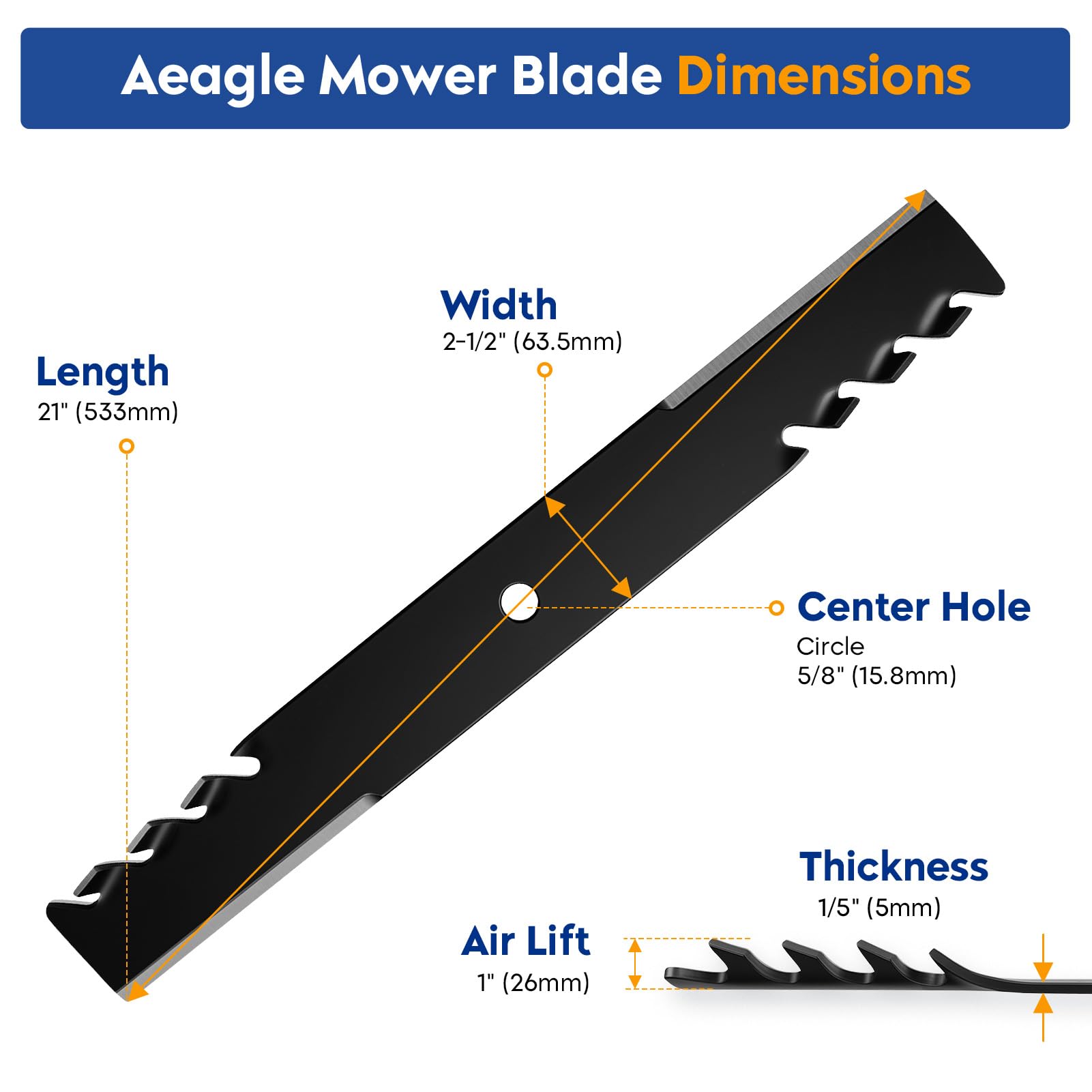 AEagle close-up of toothed cutting edge highlighting aggressive cut