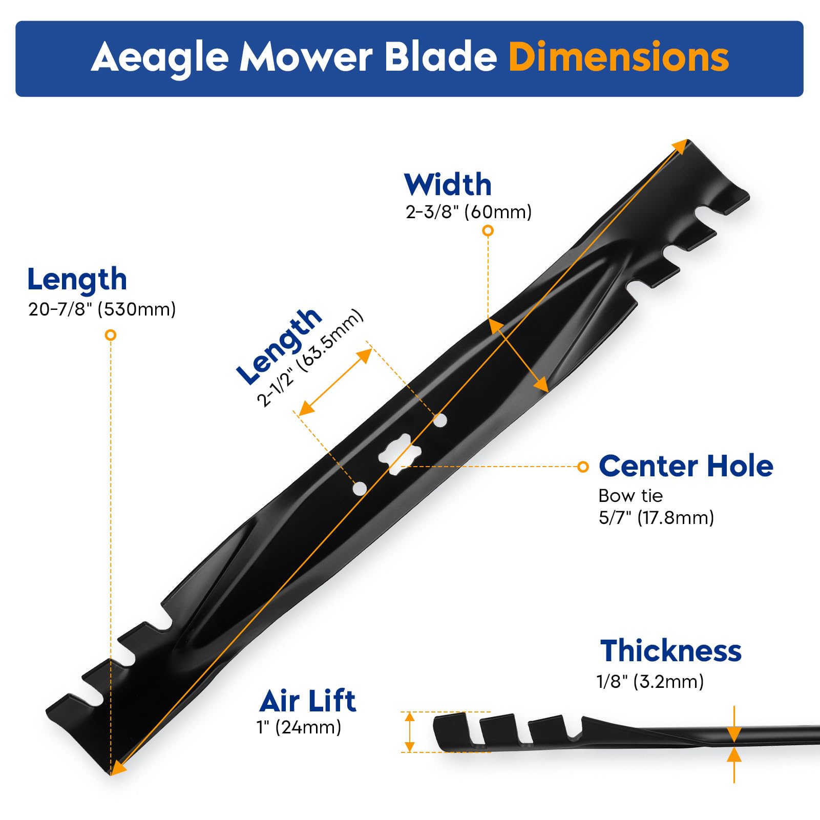 Aeagle close-up of toothed edge for improved mulching performance