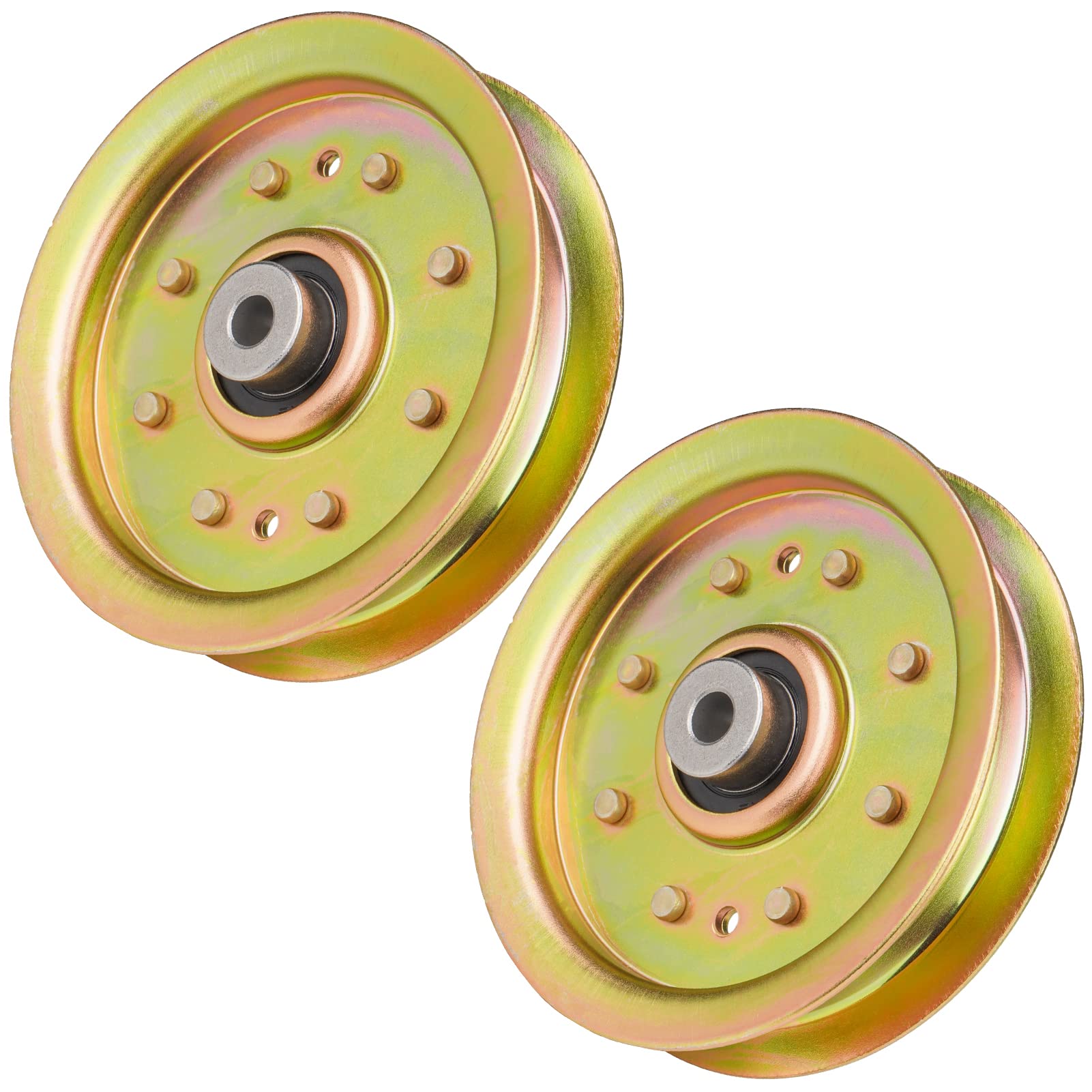 Aeagle flat idler pulley front view showing bolt hole alignment and fit benefit