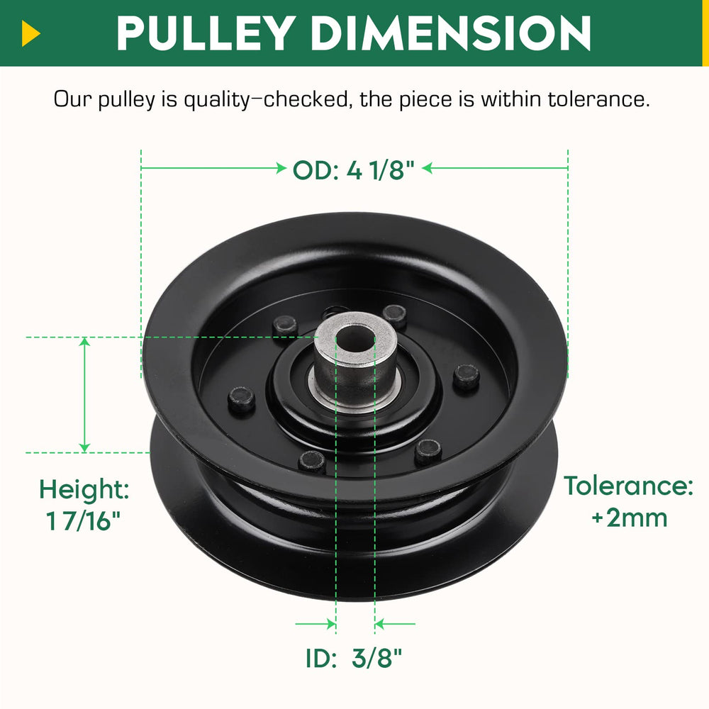 Aeagle pulley installed on mower deck showing restored belt alignment benefit