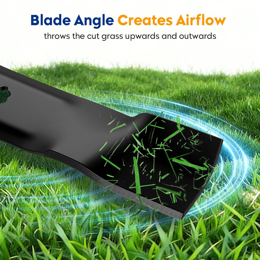 Aeagle blade edge profile detail showing curvature that improves mulching performance