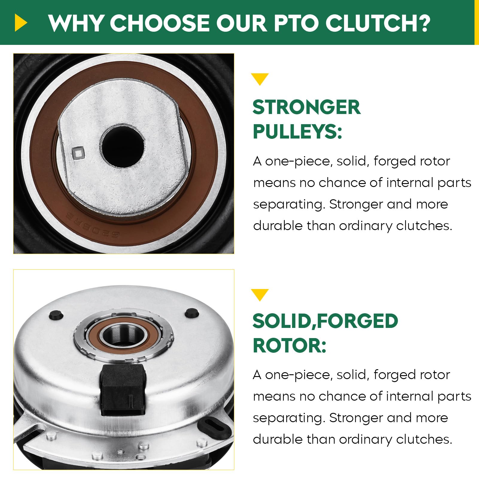 Aeagle clutch belt-width comparison demonstrating compatibility with 1/2 and 5/8 inch belts