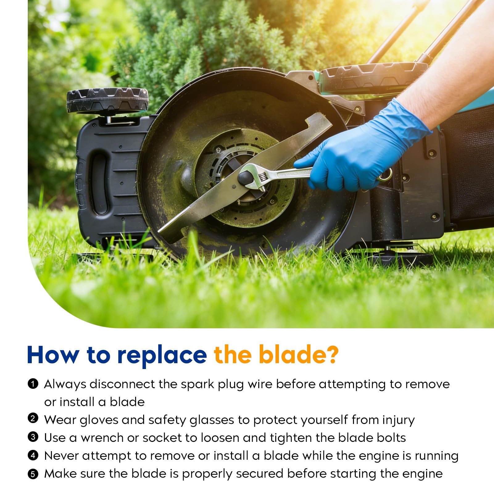 Aeagle blade cutting lawn in use demonstrating cleaner clippings and better bagging