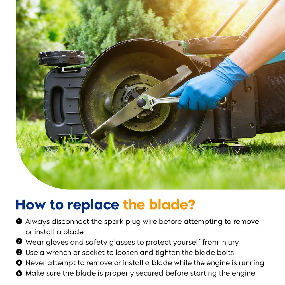 Aeagle blade installed on mower in lawn showing finer mulched clippings