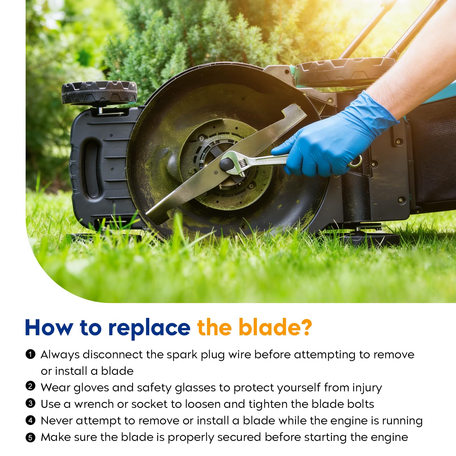 AEagle blades on mower in lawn setting improving clipping discharge