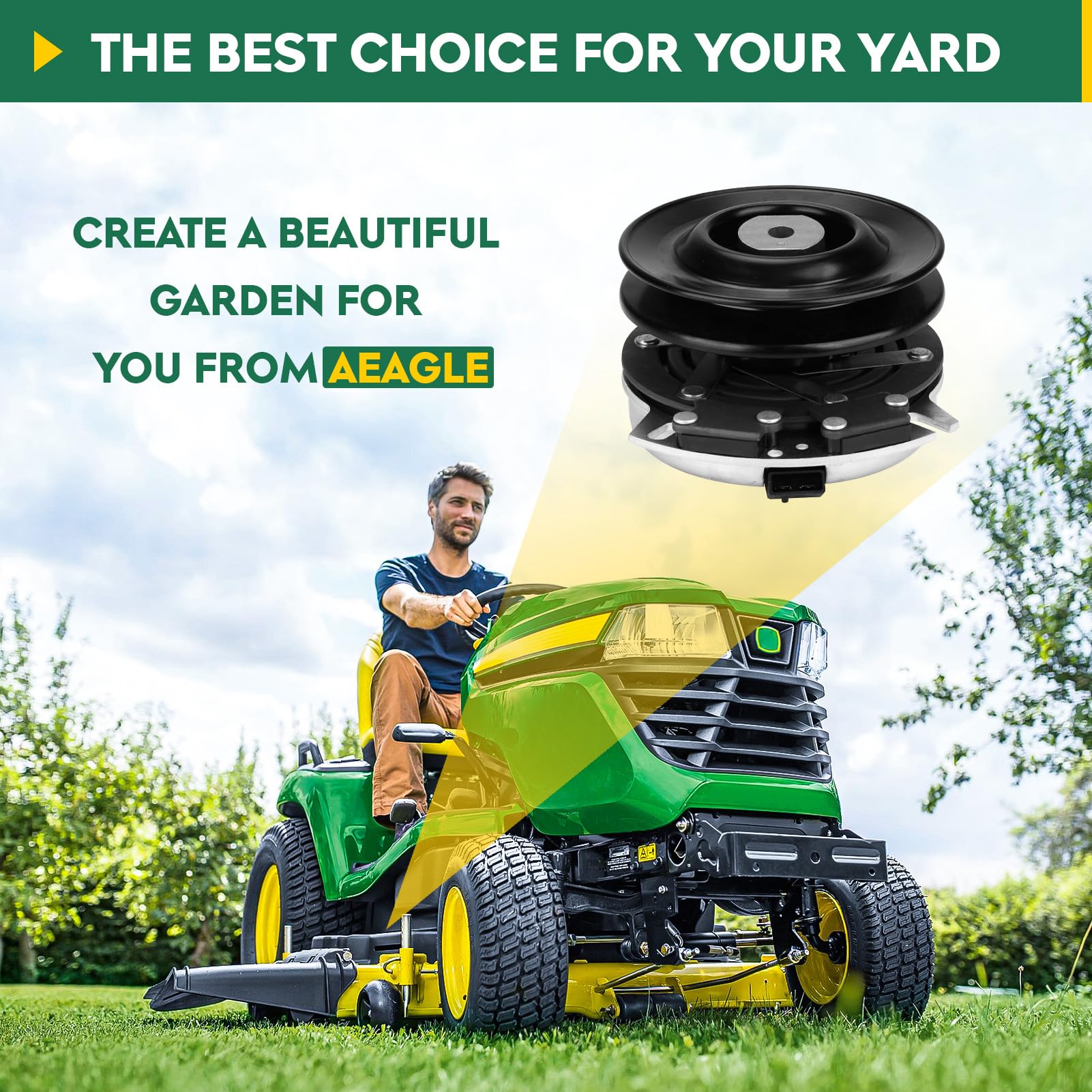Aeagle clutch lifestyle backyard tractor photo showing practical use