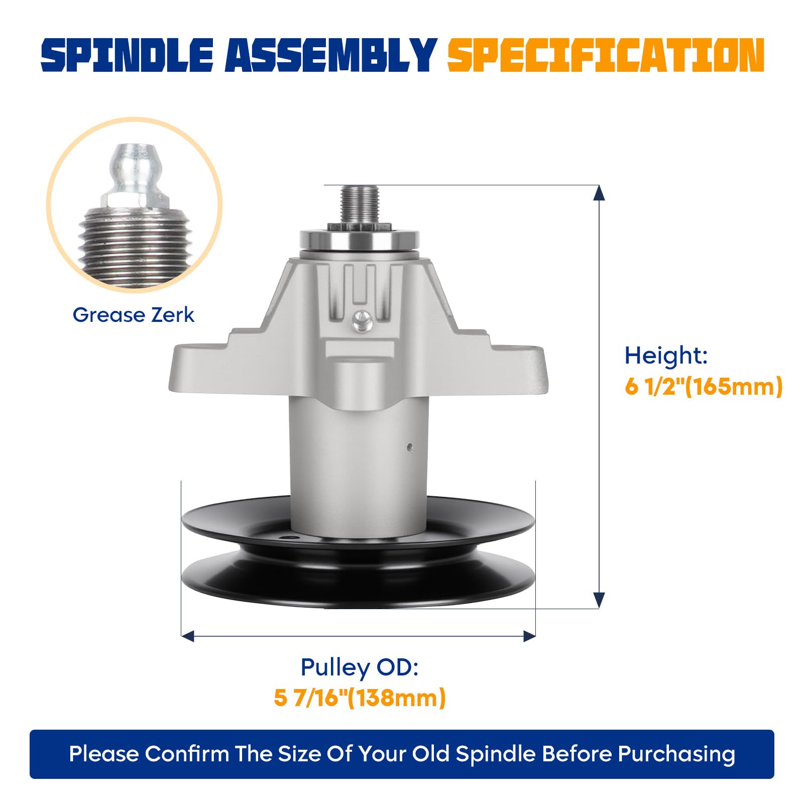 Aeagle spindle close-up showing machining and fit for reliable replacement