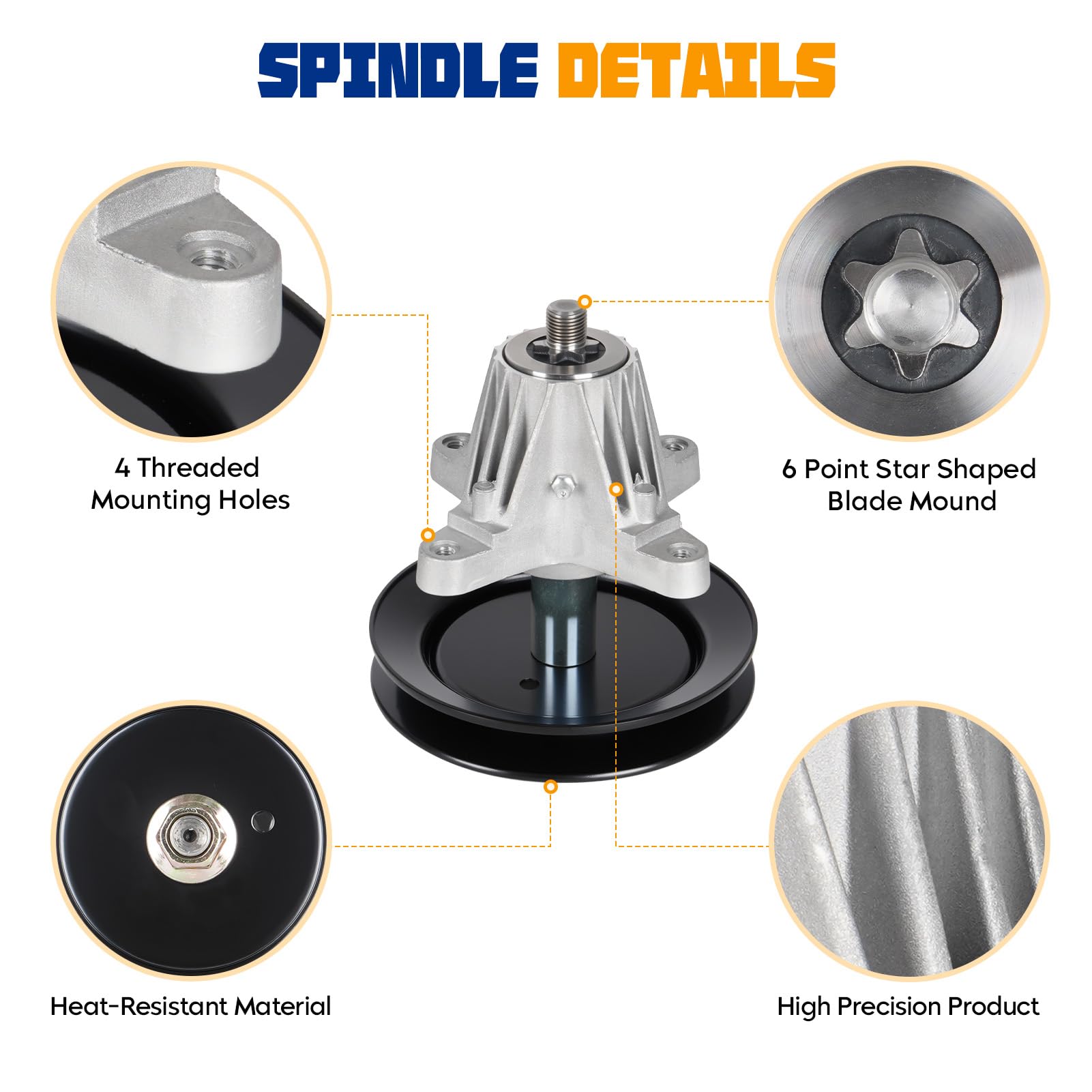 Aeagle spindle shaft closeup showing precision fit and smooth rotation benefit