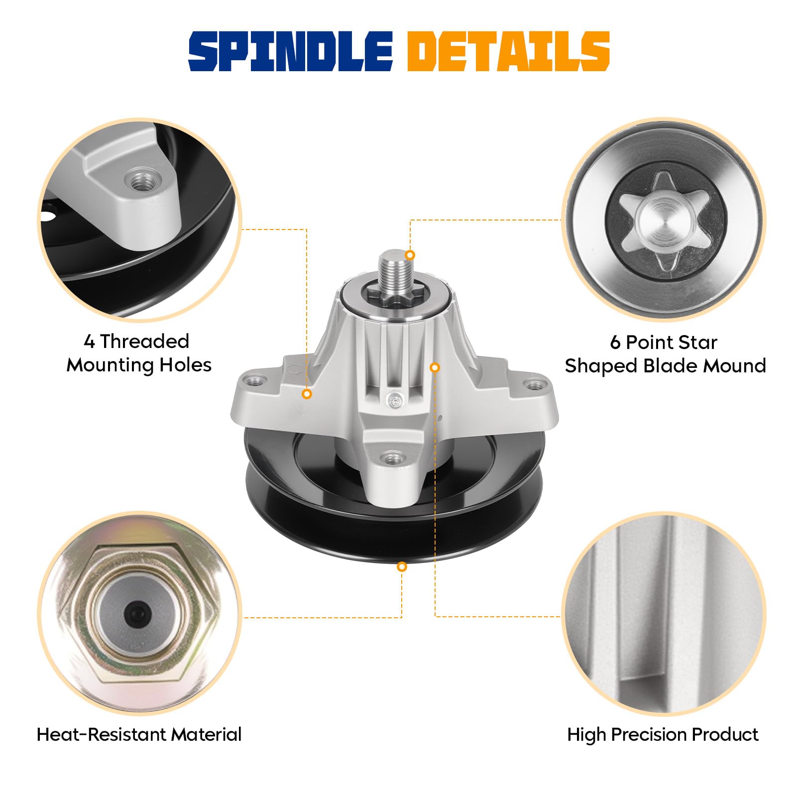 Aeagle spindle shaft detail highlighting durable bearing area for long life