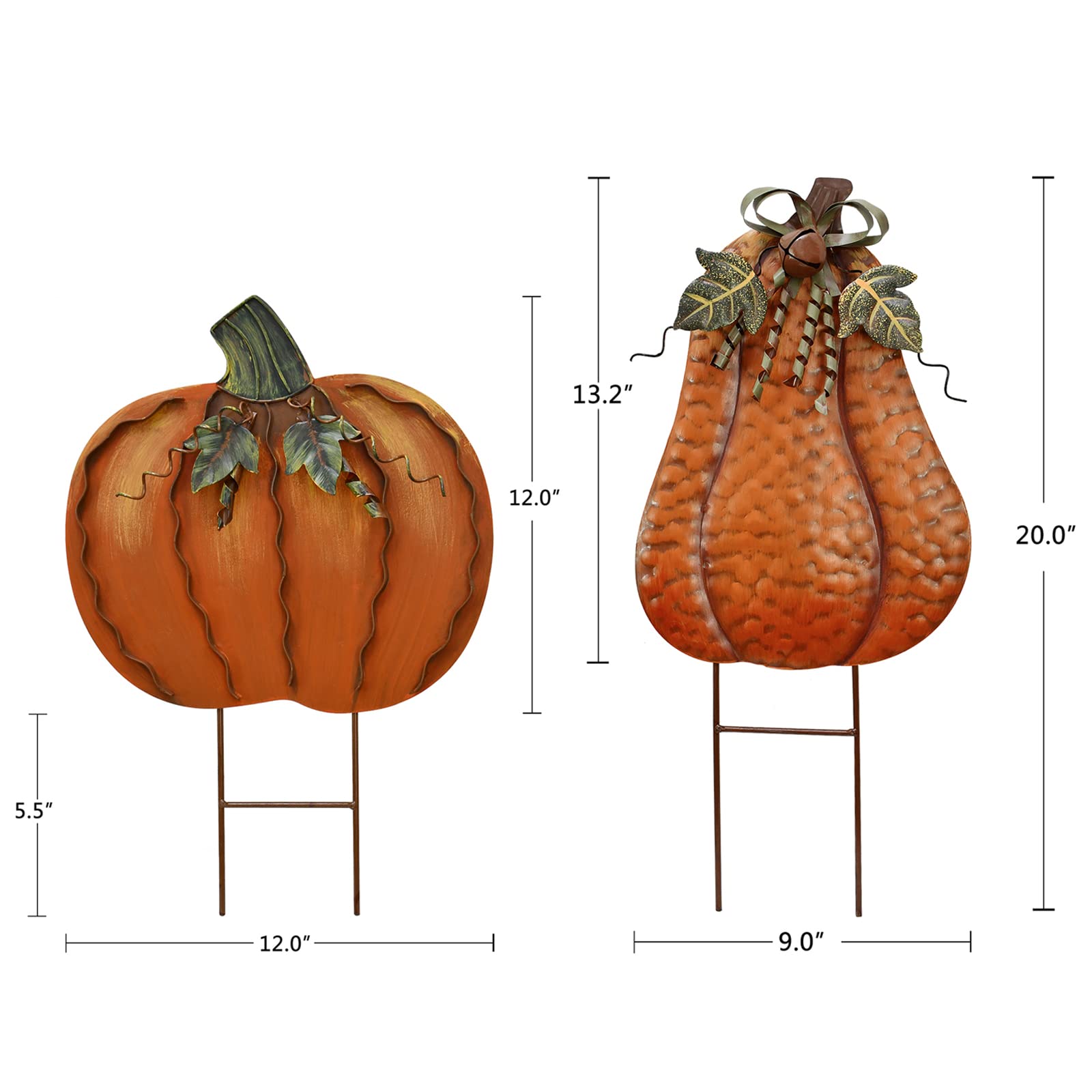 Aecipl pumpkin stake on front porch among pumpkins creating welcoming fall curb appeal