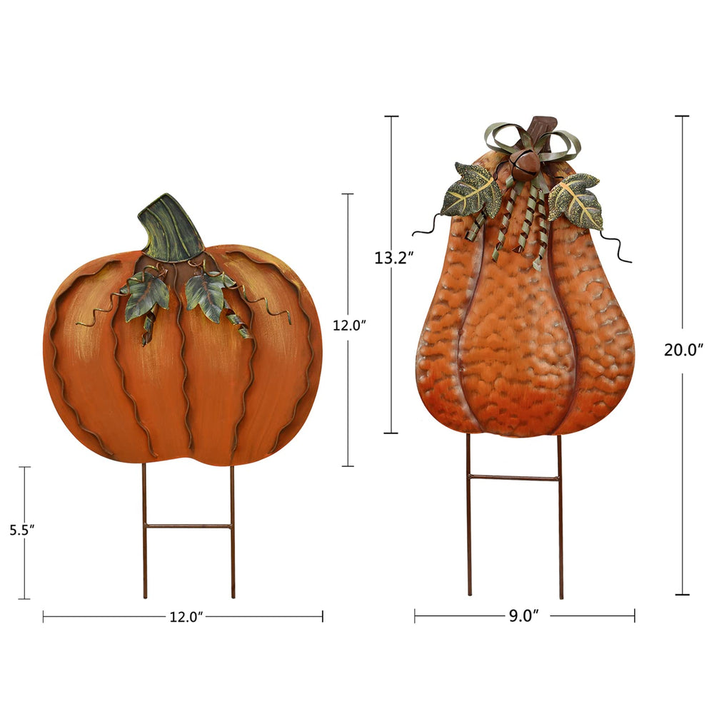 Aecipl pumpkin stake on front porch among pumpkins creating welcoming fall curb appeal