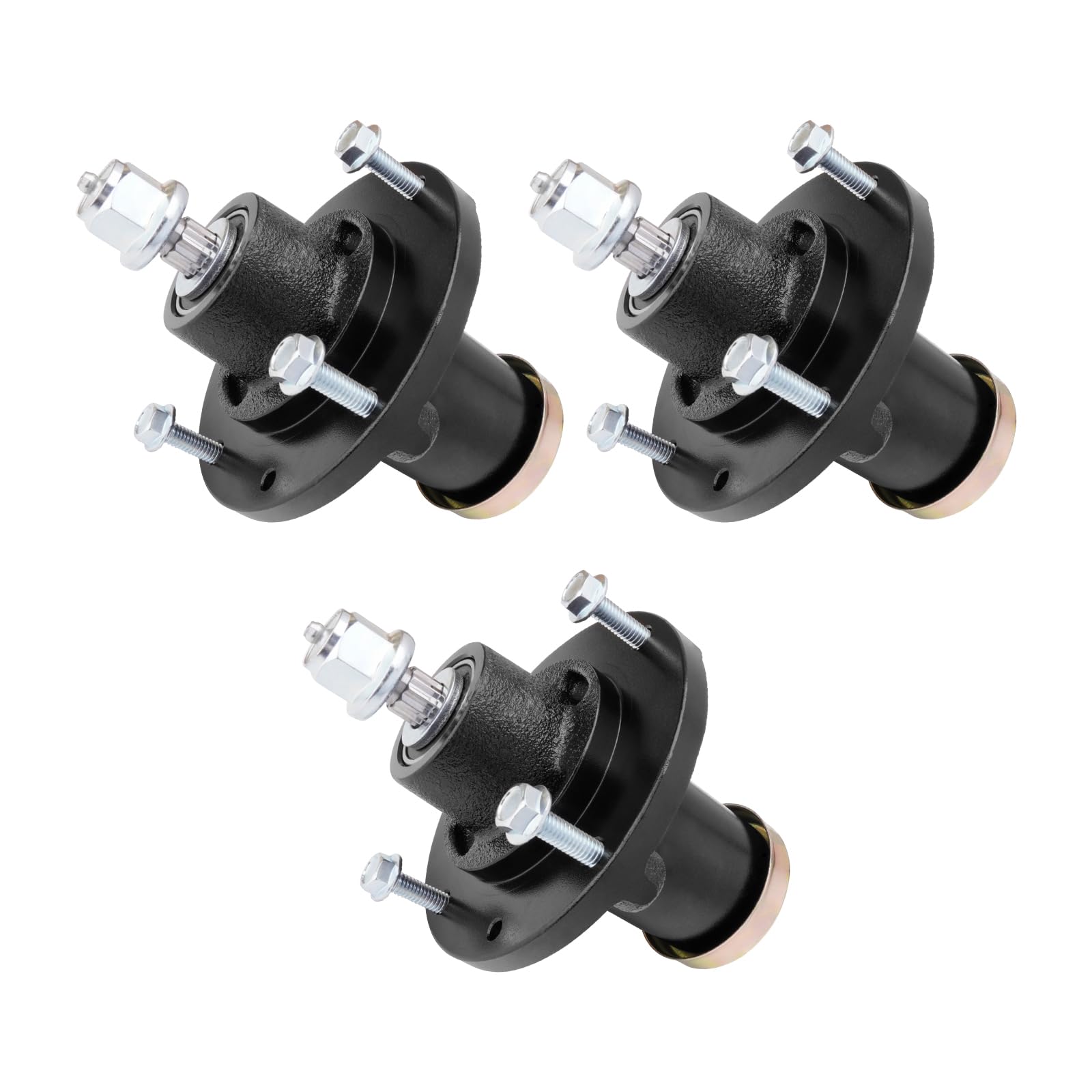 AEFHKM front view of 3-pack spindles showing complete replacement set and fit