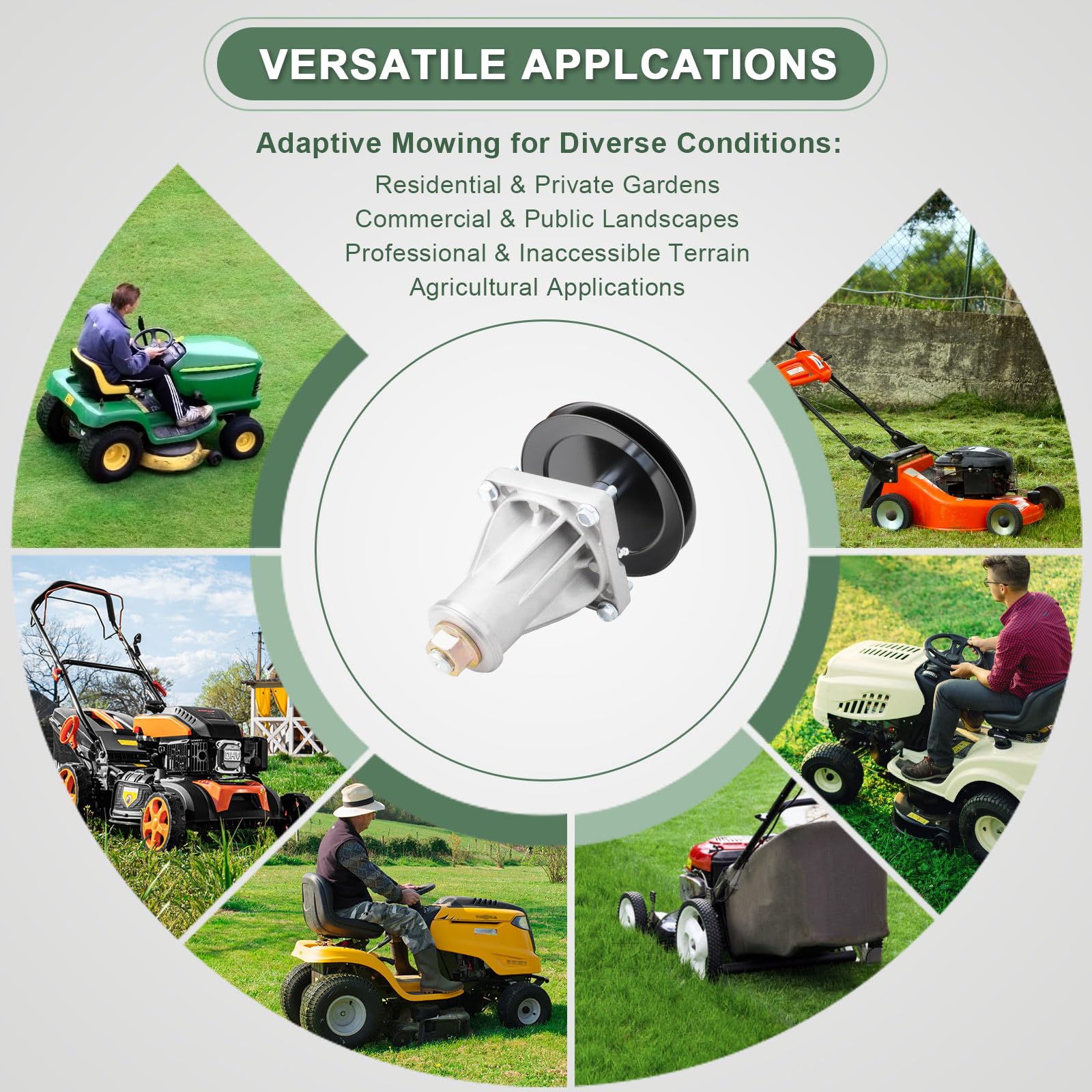 AEFHKM spindle mounted on mower deck illustrating direct-fit replacement