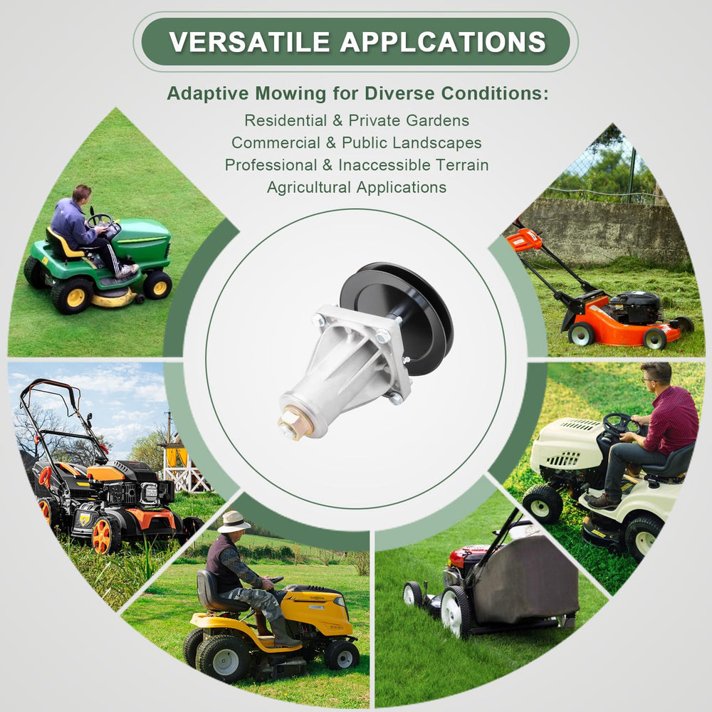 AEFHKM spindle mounted on mower deck illustrating direct-fit replacement