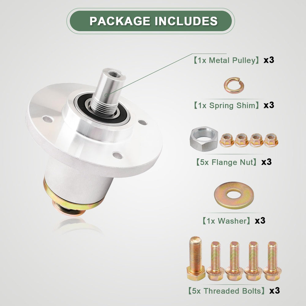 AEFHKM spindle with included bolts and nuts for quick installation