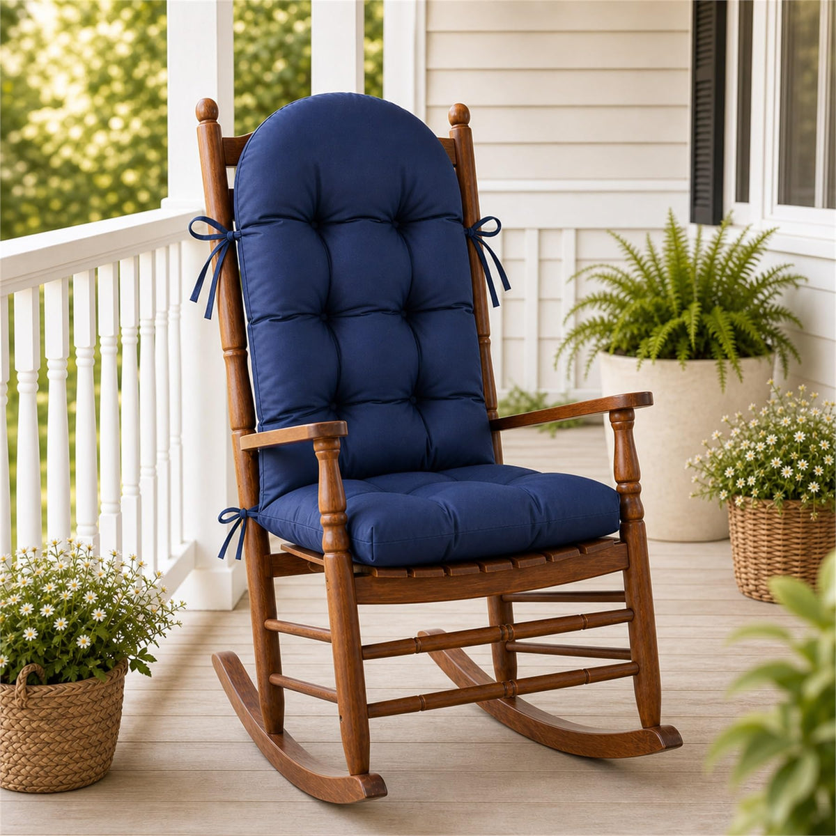 Aegisun navy cushion front view showing full two-piece design and comfortable padding