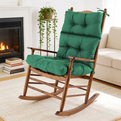 Aegisun front view of dark green rocking chair cushion showing full shape and fit benefit