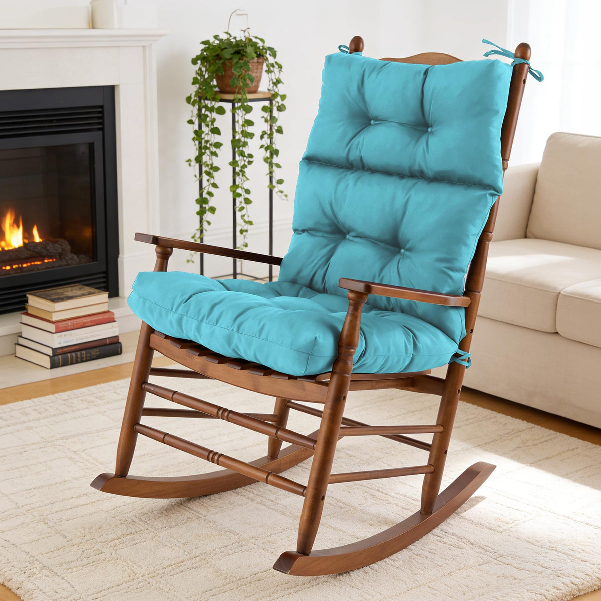 Aegisun front view of teal single-piece rocking cushion showing full coverage and neat finish