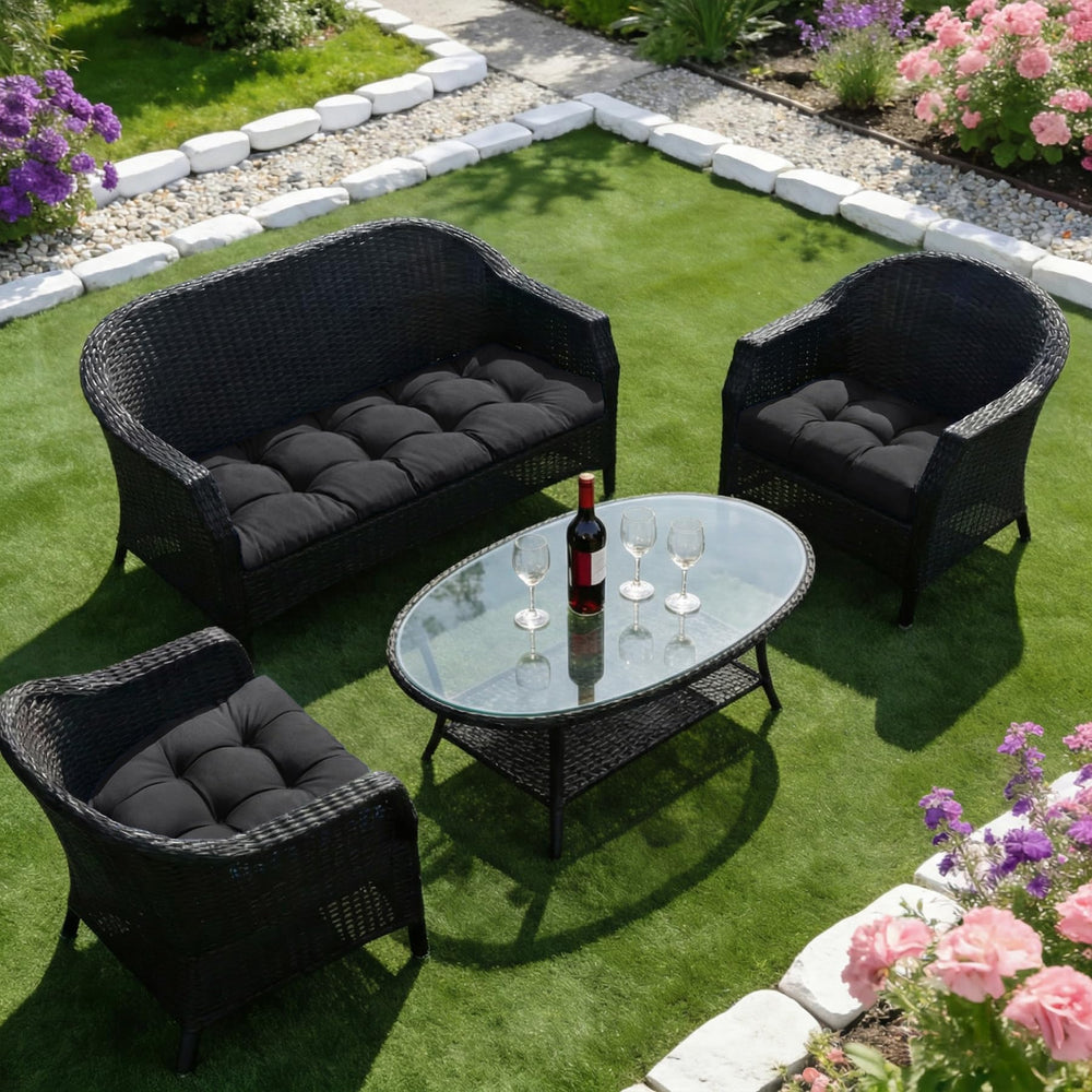 Aegisun cushions in use on patio loveseat offering comfortable seating