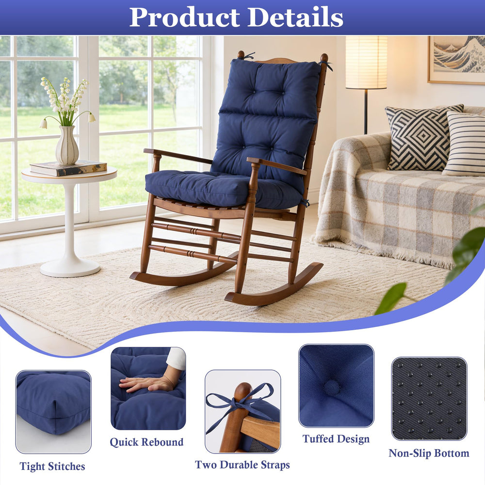 Aegisun navy cushion in a porch lifestyle scene enhancing outdoor seating comfort