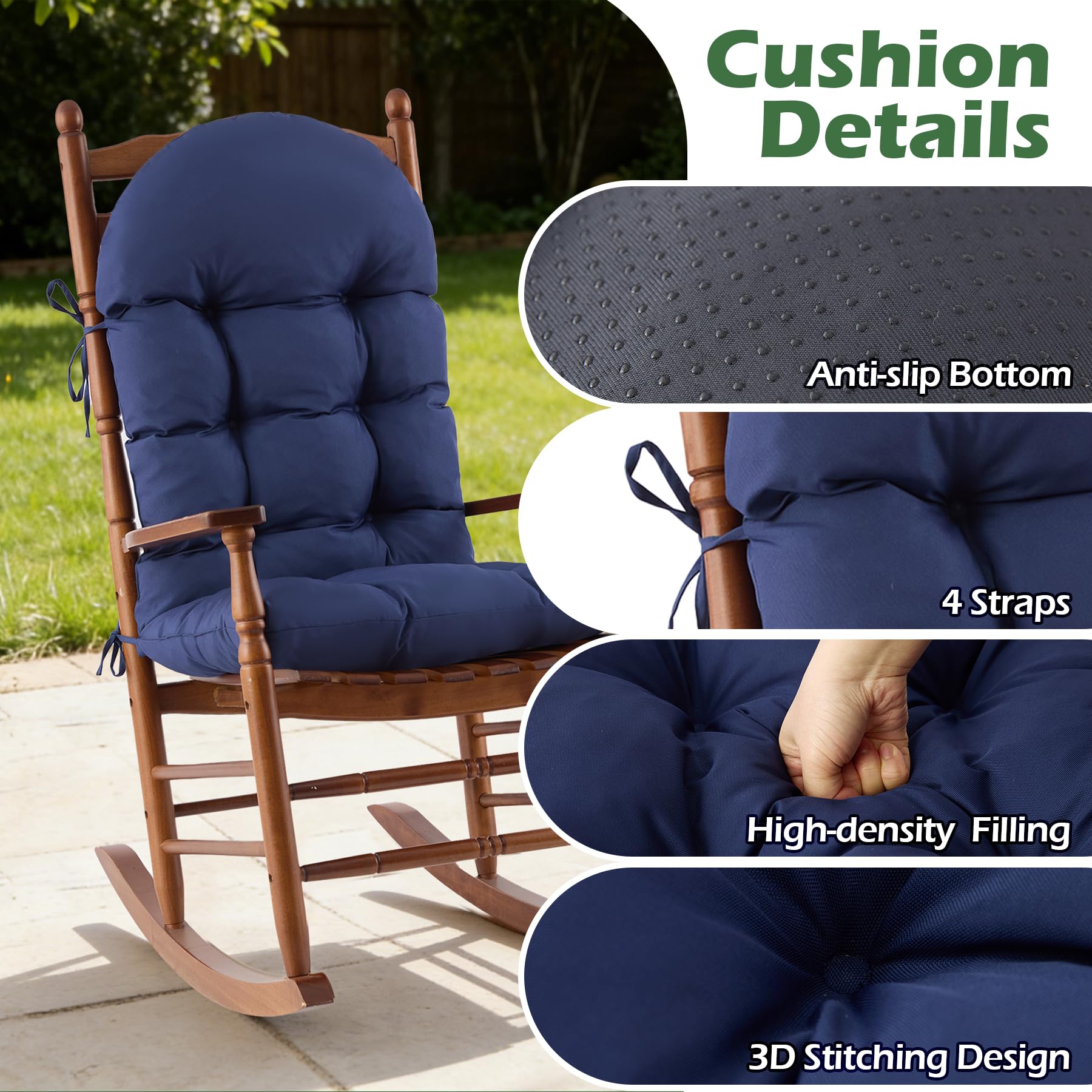Aegisun cushion placed on wooden Adirondack chair on patio illustrating outdoor use