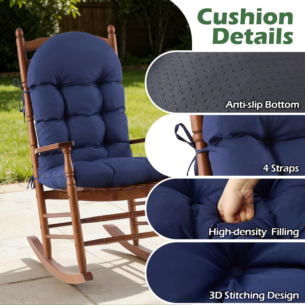 Aegisun cushion placed on wooden Adirondack chair on patio illustrating outdoor use