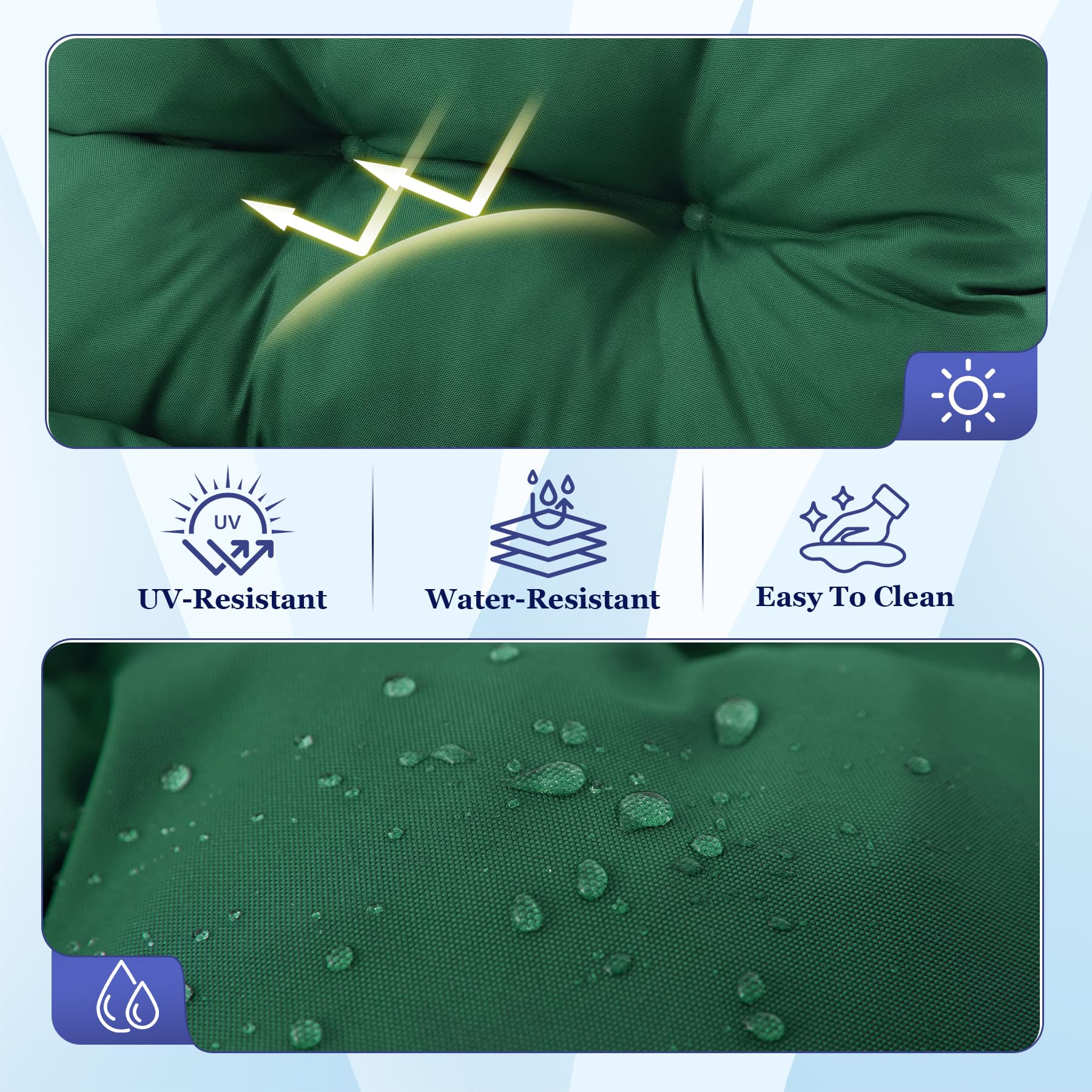 Aegisun reinforced ties and non-slip bottom keeping cushion securely in place