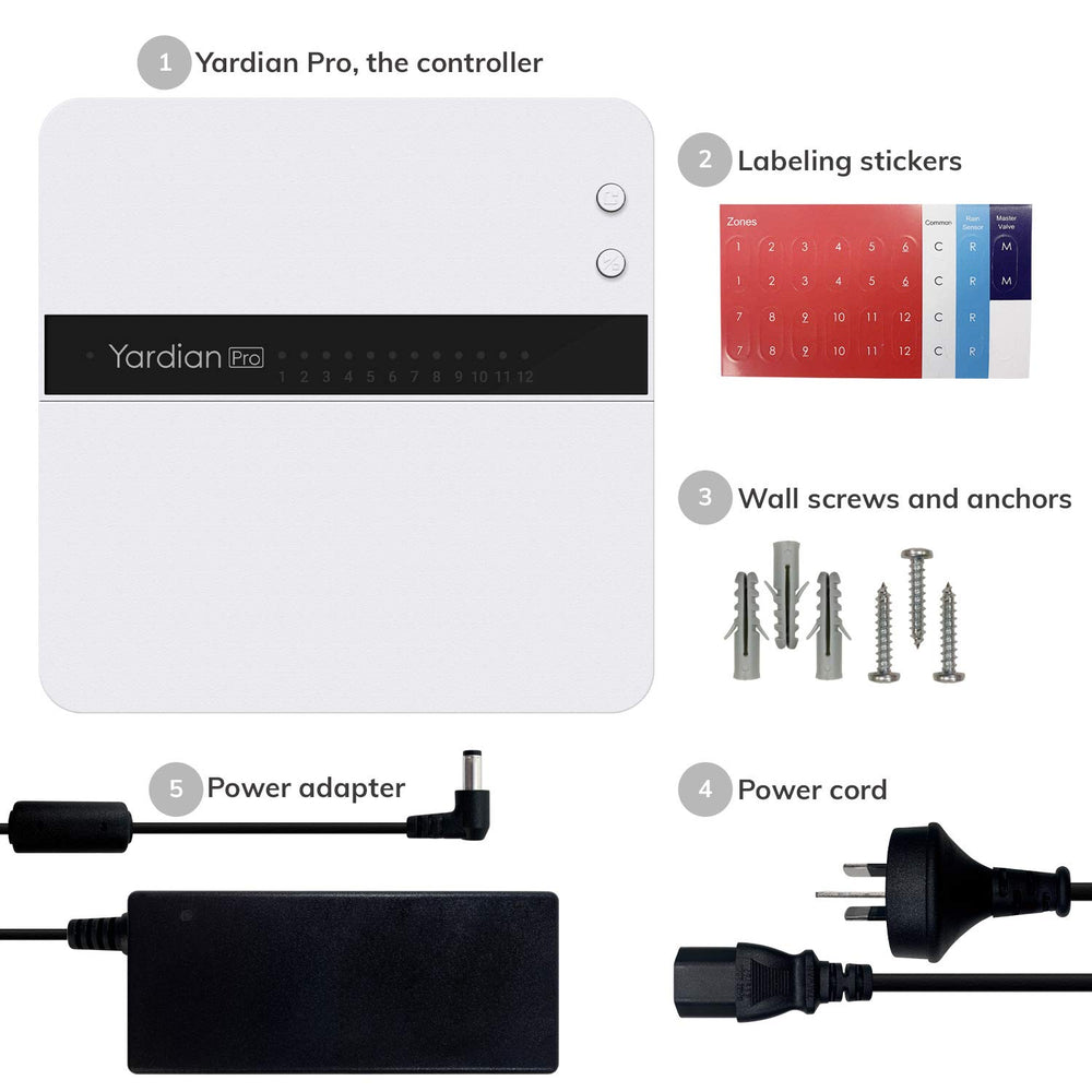 Aeon Matrix Yardian Pro connected to flow sensor, provides real-time leak and flow detection