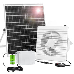 AEQ solar fan front view showing compact design and quiet ventilation benefit
