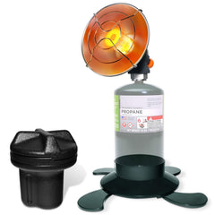 AeriePrecium front view of portable propane heater showing compact design and portability