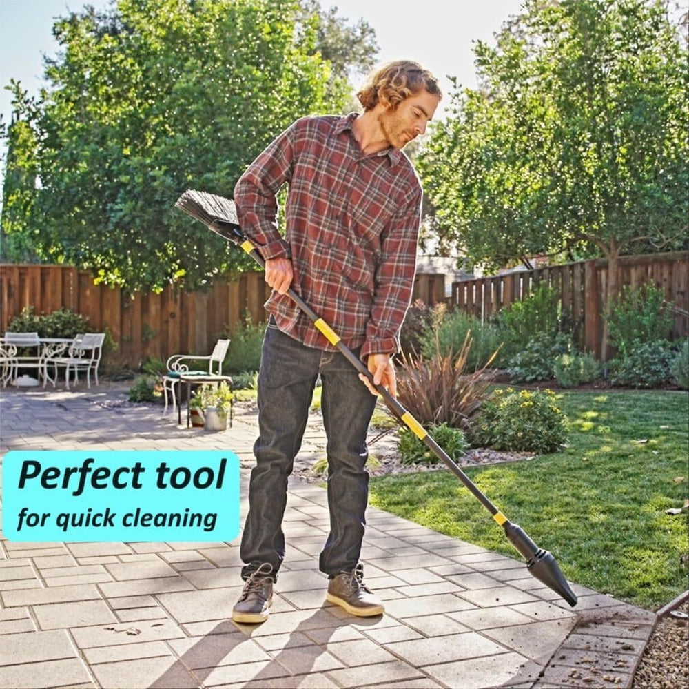 Aerobroom close-up of bristle texture, brand-quality sweep for patios and decks