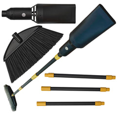 Aerobroom front view showing broom head and slim blower, easy outdoor cleaning benefit