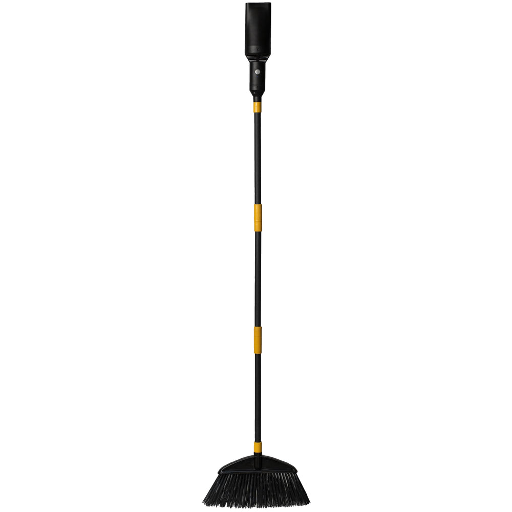 Aerobroom in use on patio sweeping and blowing leaves, Aerobroom saves time