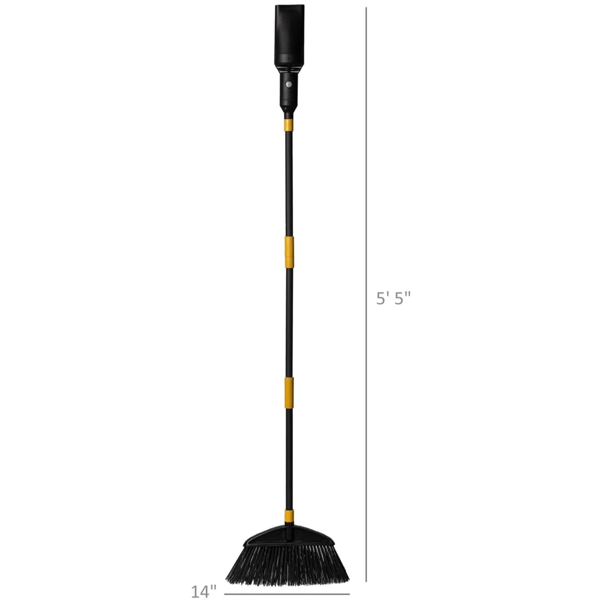 Aerobroom clearing leaves on an RV deck, Aerobroom practical for travel cleanup