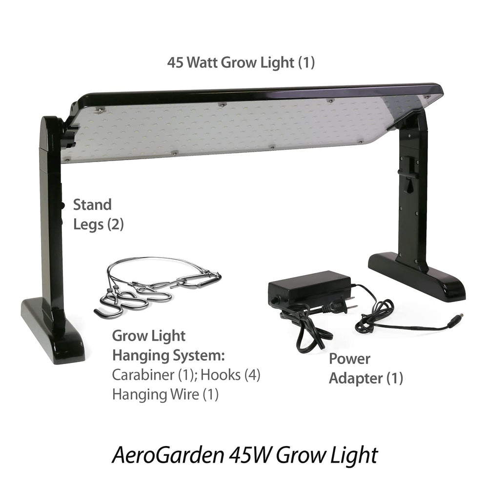 AeroGarden panel on adjustable stand demonstrating stable seed tray support