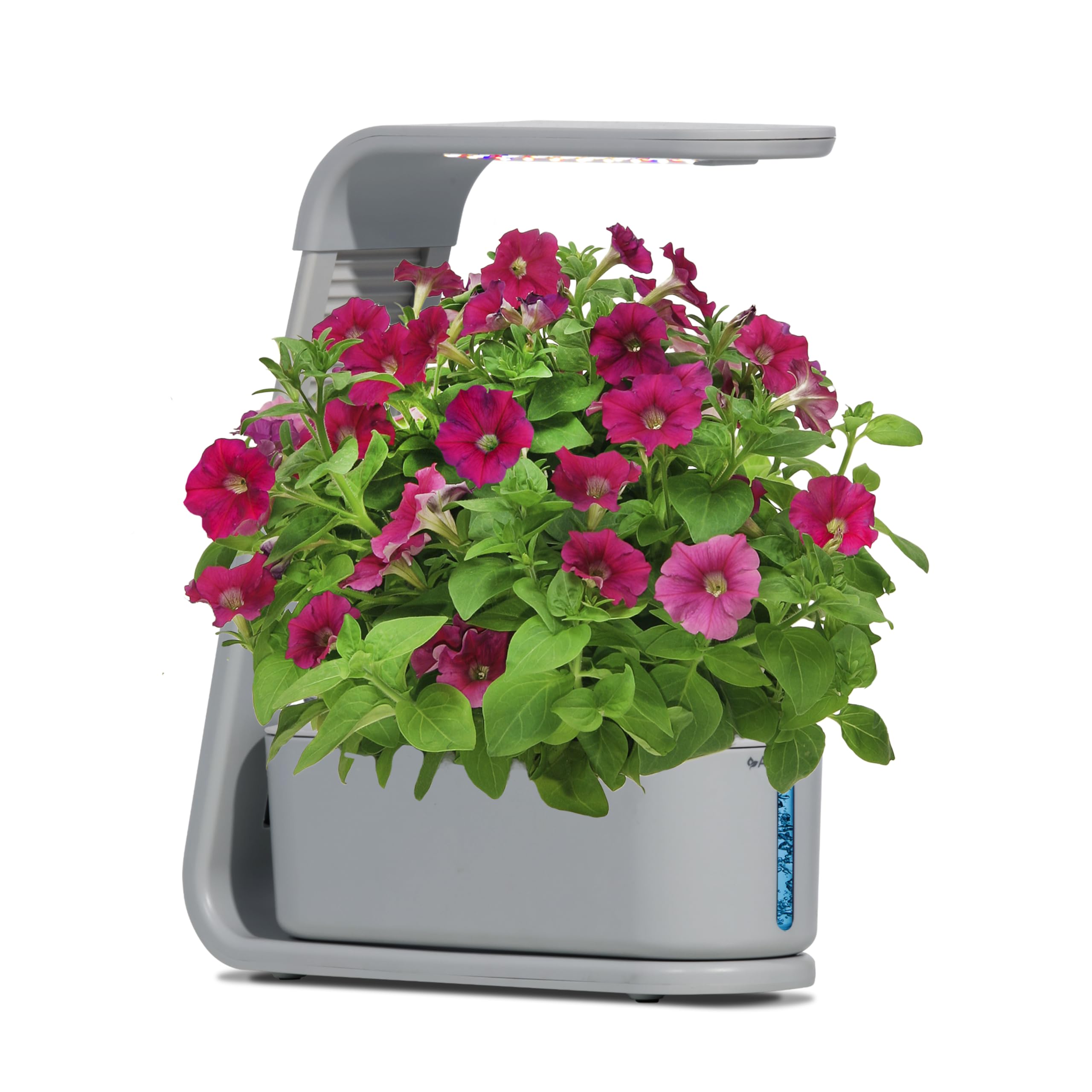 AeroGarden Sprout side profile with adjustable hood raised to accommodate taller plants