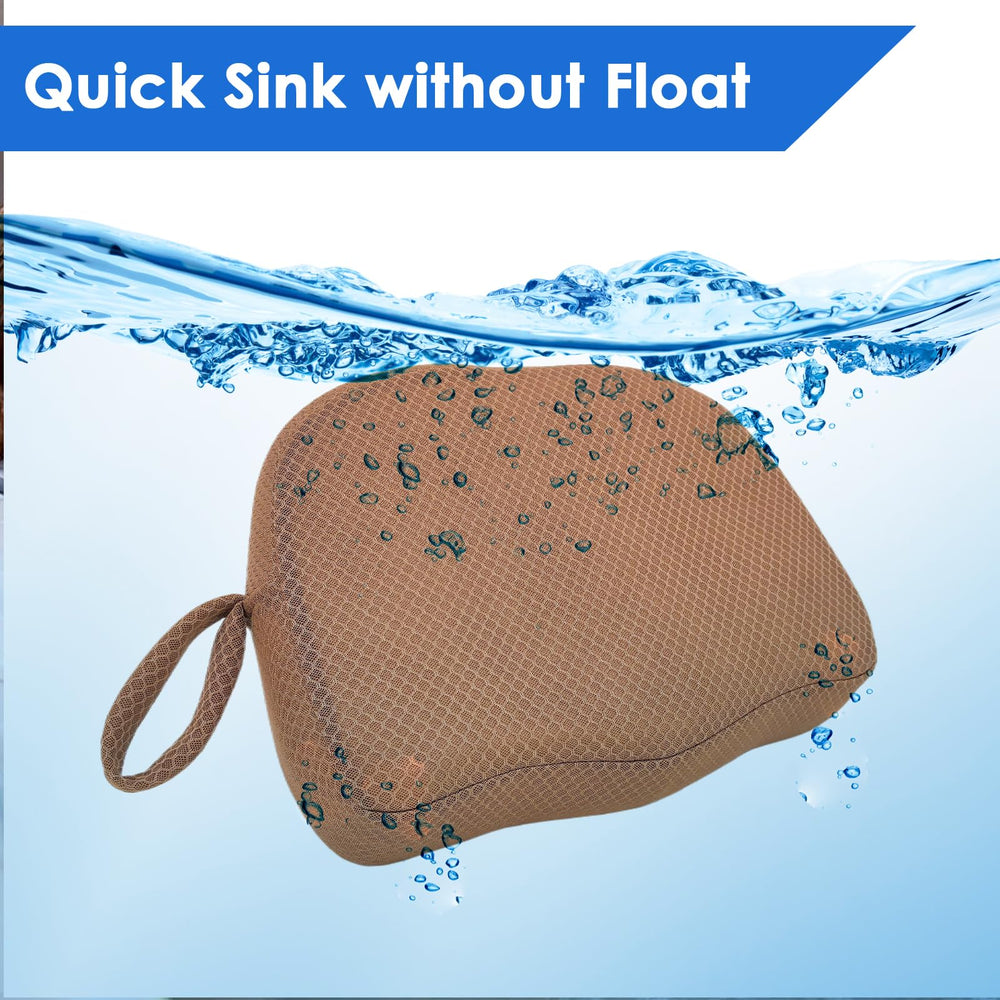 AEROiVi booster seat installed in inflatable hot tub providing drier hair and comfort