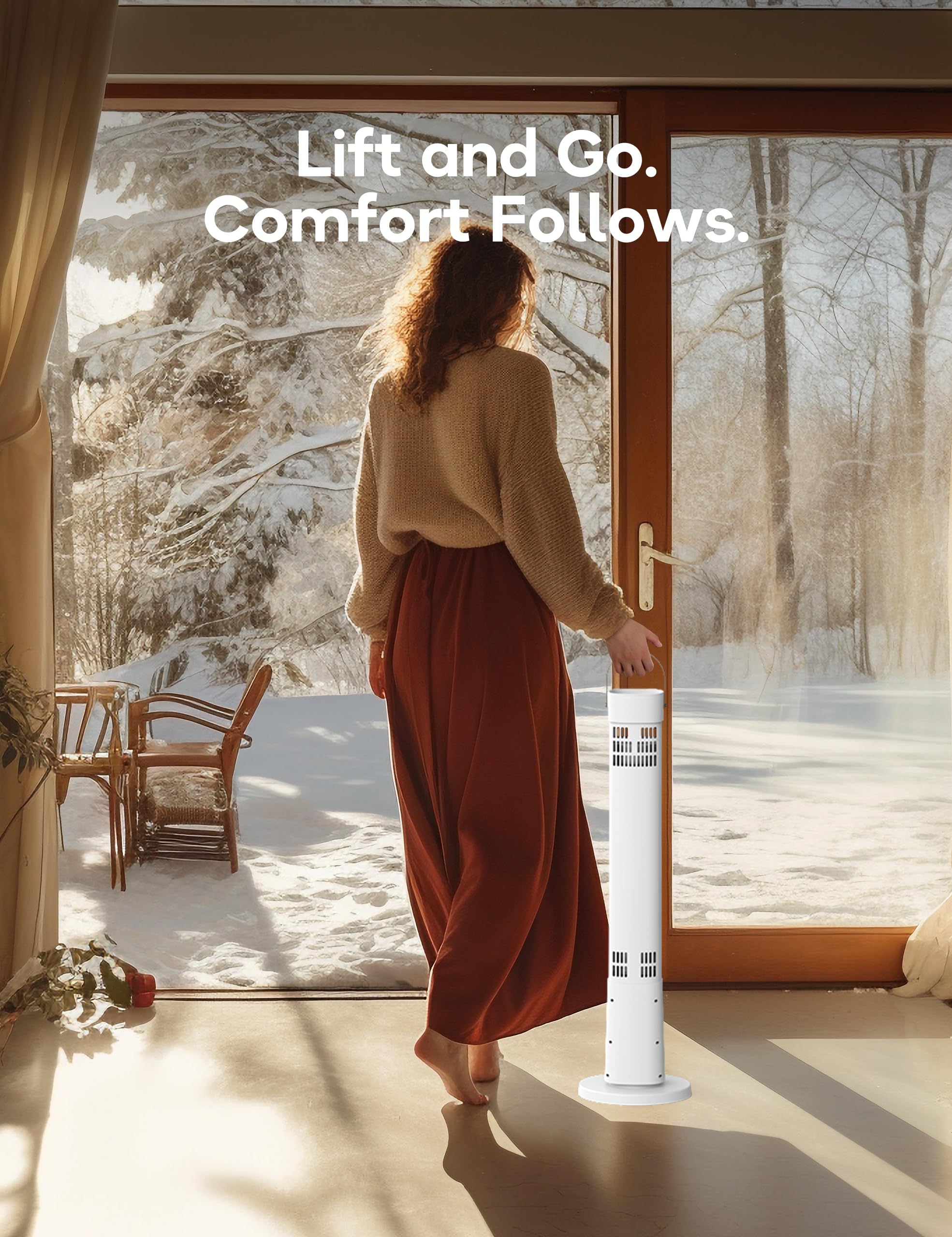 AEROZY heater in patio setting providing cozy outdoor ambiance