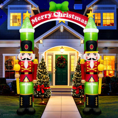 AerWo front view of 10ft nutcracker arch brightens entrance